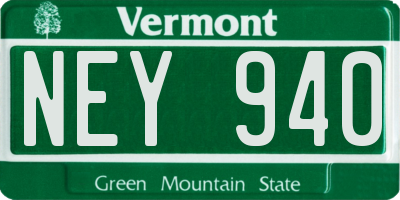 VT license plate NEY940