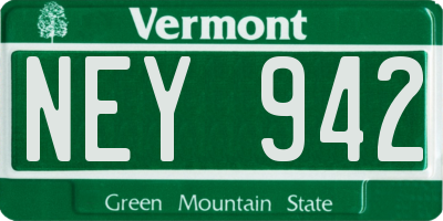 VT license plate NEY942