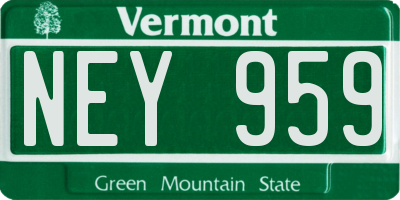 VT license plate NEY959