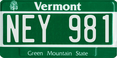 VT license plate NEY981