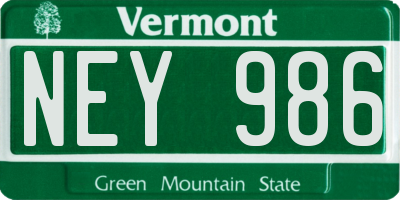 VT license plate NEY986