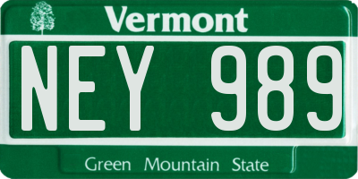 VT license plate NEY989