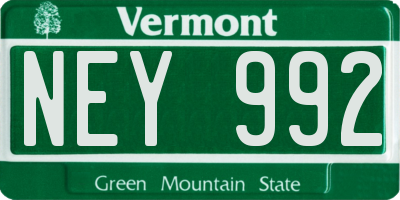 VT license plate NEY992