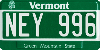 VT license plate NEY996