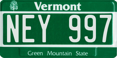 VT license plate NEY997