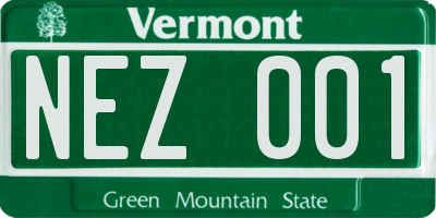 VT license plate NEZ001