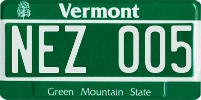 VT license plate NEZ005