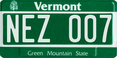 VT license plate NEZ007