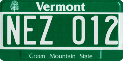 VT license plate NEZ012