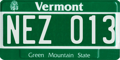 VT license plate NEZ013