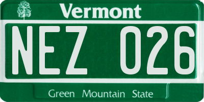 VT license plate NEZ026