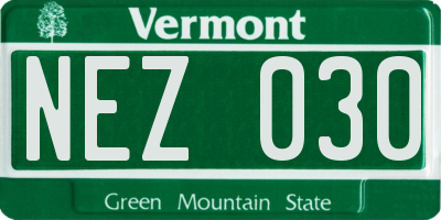 VT license plate NEZ030
