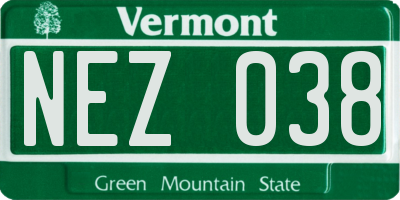 VT license plate NEZ038
