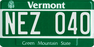 VT license plate NEZ040