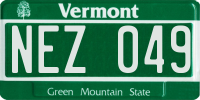VT license plate NEZ049