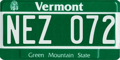 VT license plate NEZ072