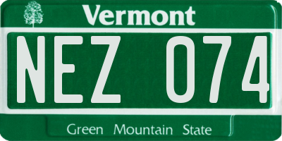 VT license plate NEZ074