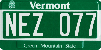 VT license plate NEZ077