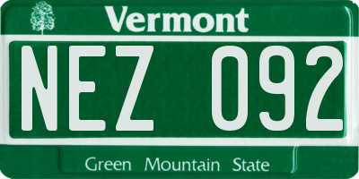 VT license plate NEZ092