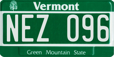 VT license plate NEZ096