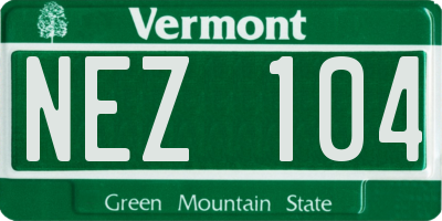 VT license plate NEZ104