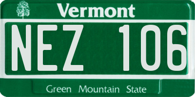 VT license plate NEZ106