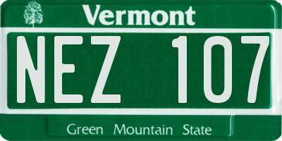 VT license plate NEZ107