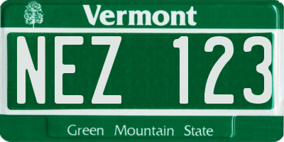 VT license plate NEZ123
