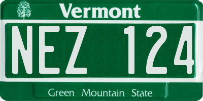 VT license plate NEZ124