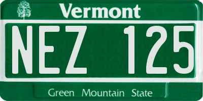 VT license plate NEZ125
