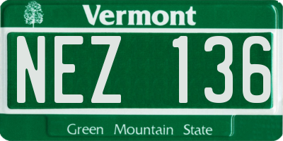VT license plate NEZ136
