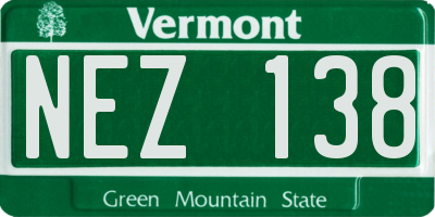 VT license plate NEZ138