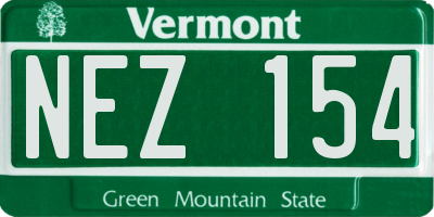 VT license plate NEZ154