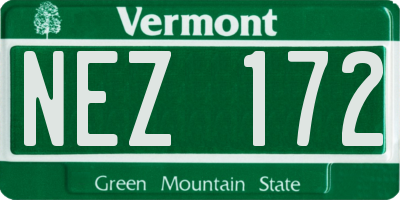 VT license plate NEZ172