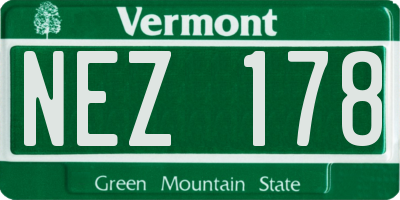 VT license plate NEZ178