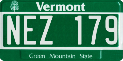 VT license plate NEZ179