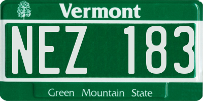 VT license plate NEZ183