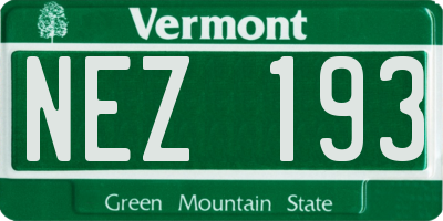 VT license plate NEZ193