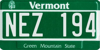 VT license plate NEZ194