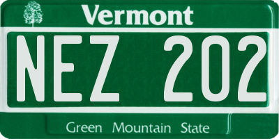 VT license plate NEZ202