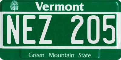 VT license plate NEZ205