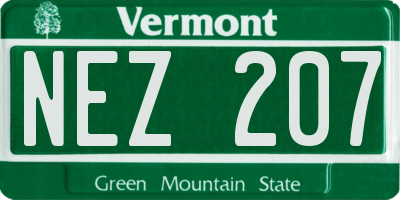 VT license plate NEZ207