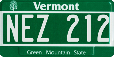 VT license plate NEZ212