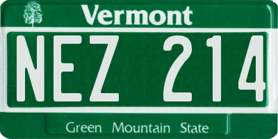 VT license plate NEZ214