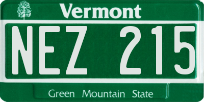 VT license plate NEZ215