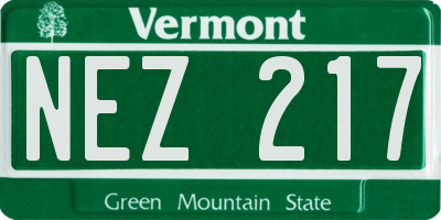 VT license plate NEZ217