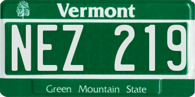 VT license plate NEZ219