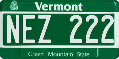 VT license plate NEZ222