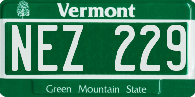 VT license plate NEZ229
