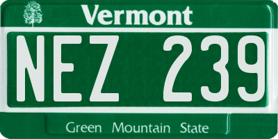 VT license plate NEZ239
